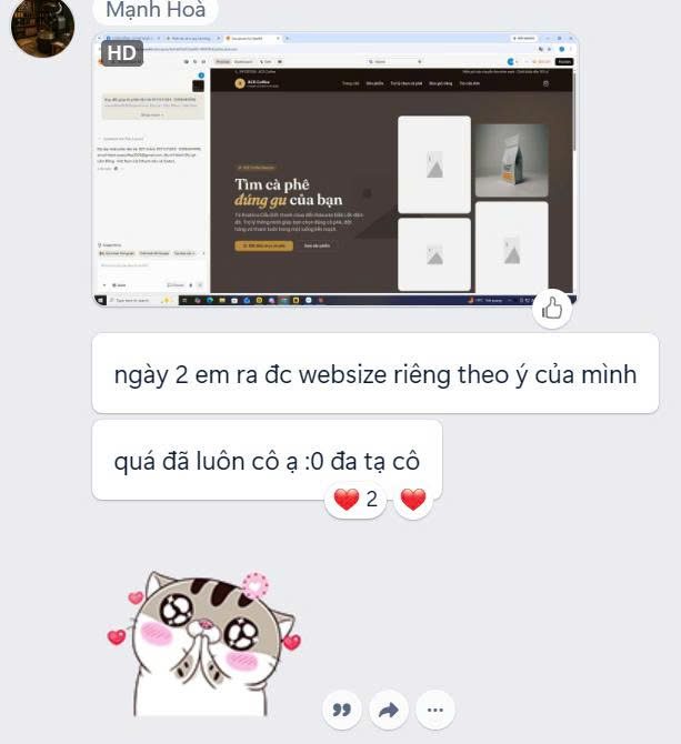 Screenshot Mạnh Hòa ra website riêng ngày 2